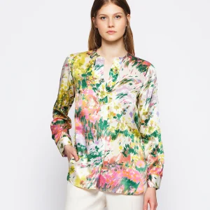 Blusa estampado pinceladas acuarela de seda