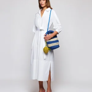 Vestido camisero blanco de algodón elástico
