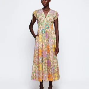 Vestido estampado cuadros patchwork de algodón