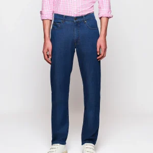 Pantalón denim 5 bolsillos tencel y algodón azul