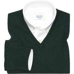 Jersey cuello V de lana merino verde