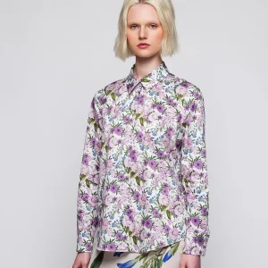 Camisa blanca estampado floral algodón