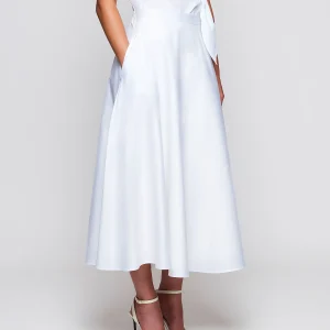 Falda midi blanca de algodón