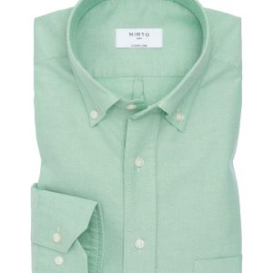 Camisa casual verde de algodón suave prelavado
