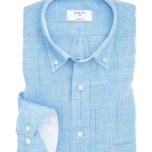 Camisa casual manga larga cuadros de lino