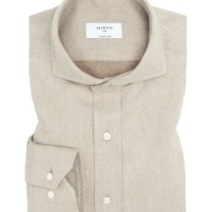 Camisa casual beige de franela