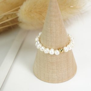 Anillo acero inoxidable elástico de perlas