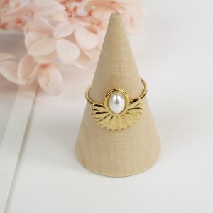 Anillo acero inoxidable étnico con perla