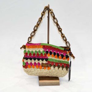JUDAS STRAW POCHETTE CON CADENA MULTICOLOR Martina K