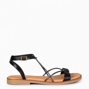 AMONET – Sandalias planas elegantes NEGRO