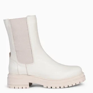 STAMFORD - Botines Chelsea CREMA con Plataforma Track
