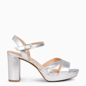 PARIS - Sandalias de fiesta con tacón alto y plataforma PLATEADO